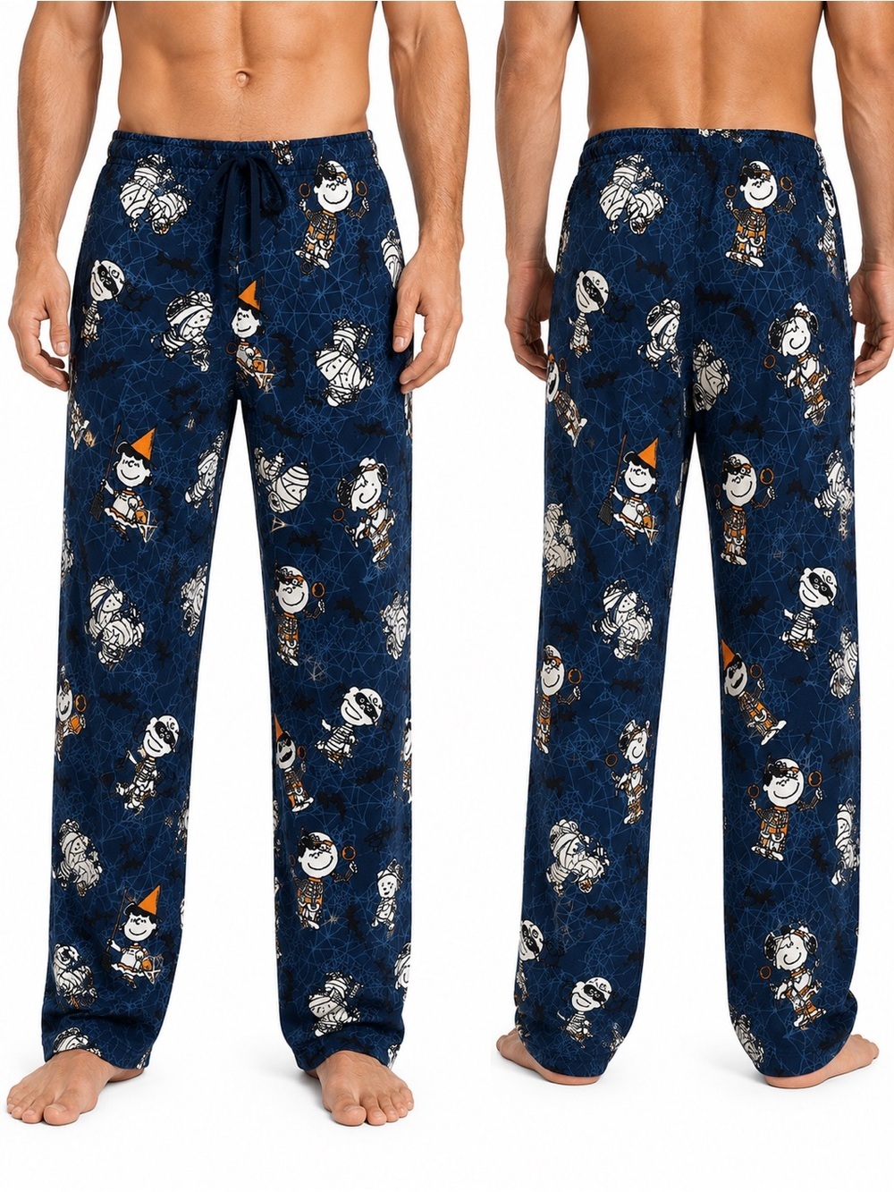 Peanuts Snoopy Men's Navy Printed Lounge Pants Medium Halloween